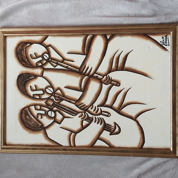 Original signed oil painting African artist Rose Kamoto jazz musicians framed - Picture 1 of 8